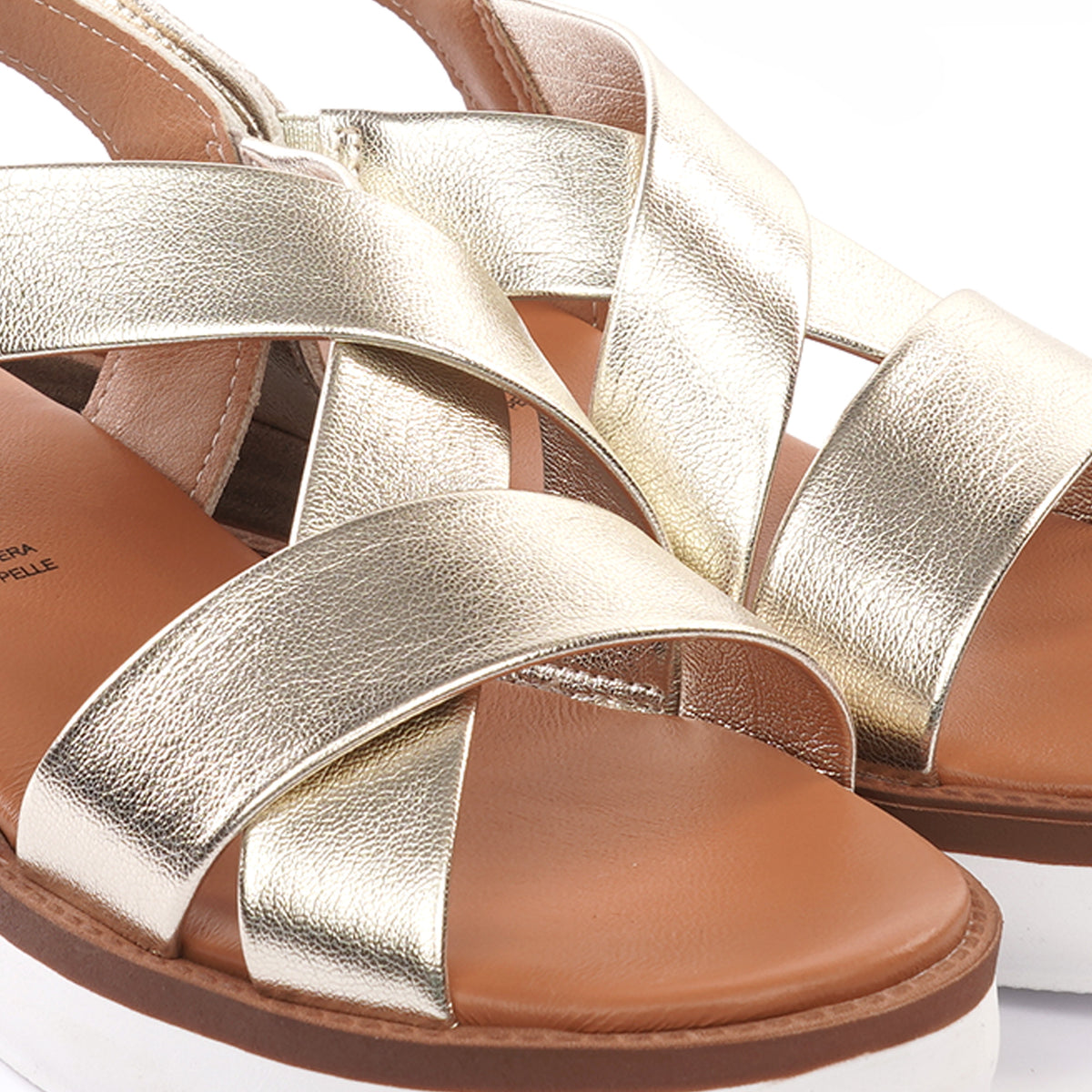 SANDALO ZEPPA INCROCIATO PLATINO<BR/> 