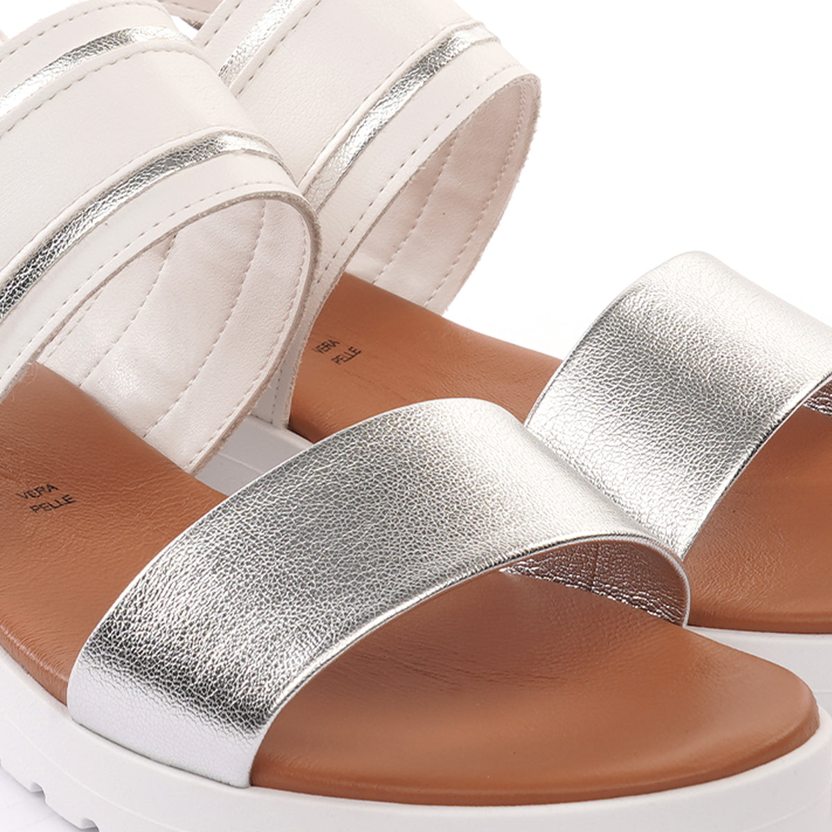SANDALO ZEPPA DOPPIA FASCIA BIANCO<BR/> 