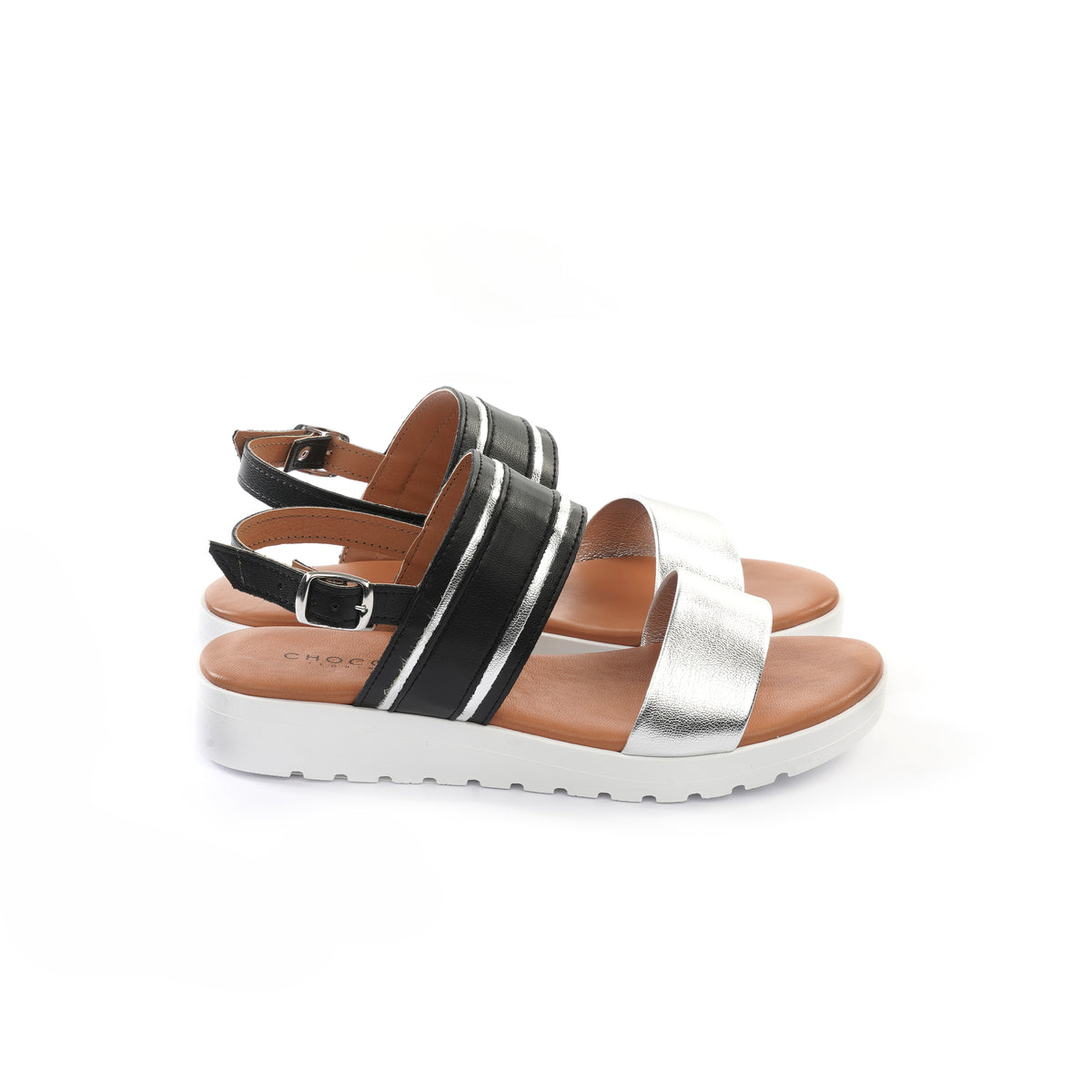 SANDALO ZEPPA DOPPIA FASCIA NERO<BR/> 