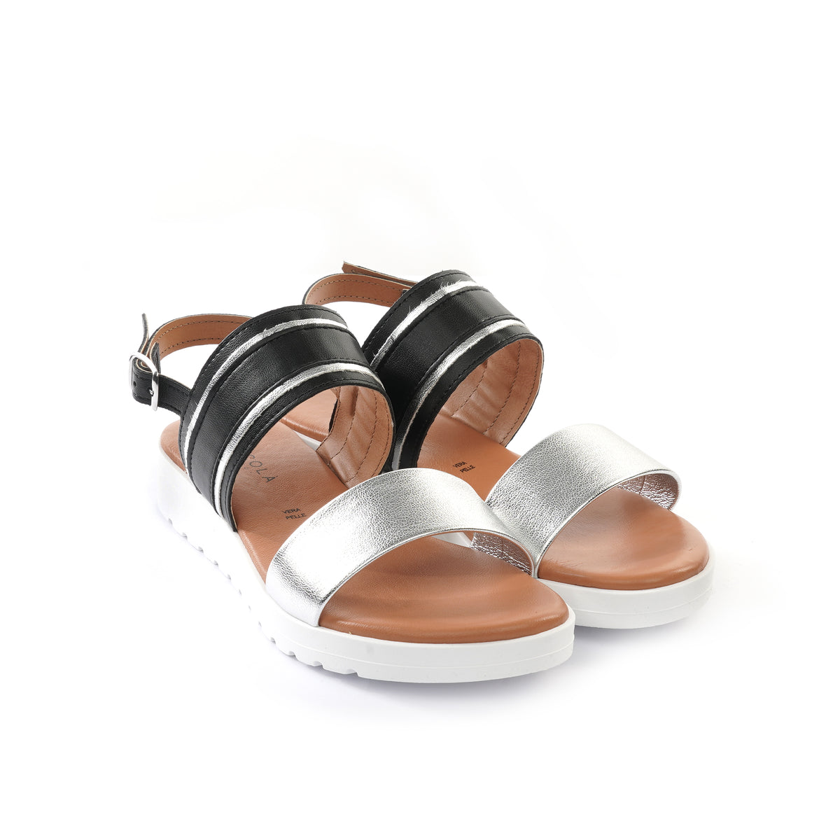SANDALO ZEPPA DOPPIA FASCIA NERO<BR/> 