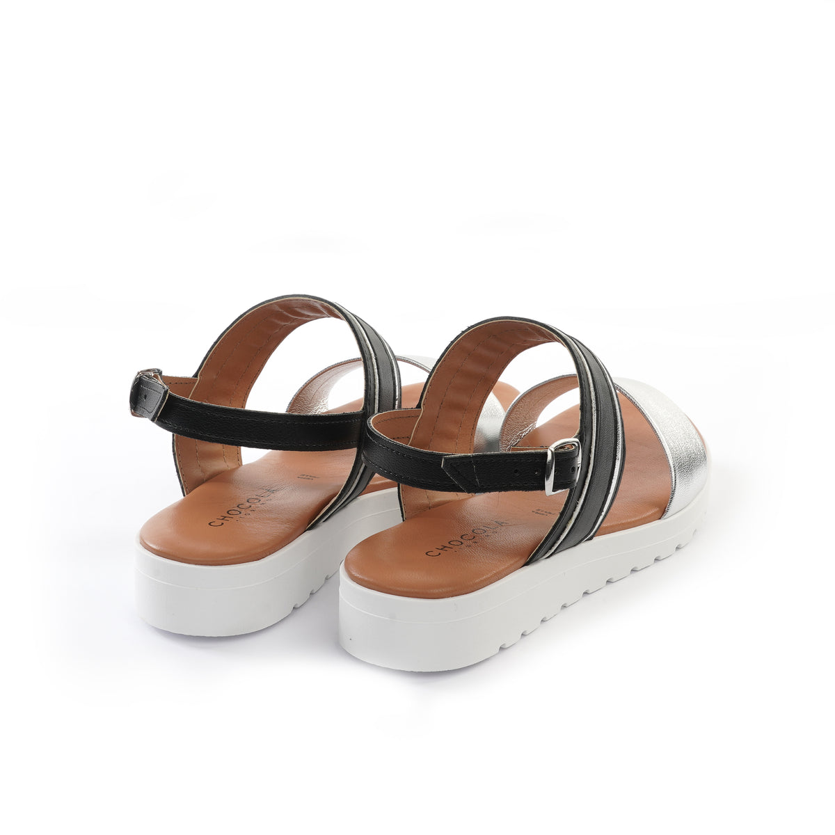 SANDALO ZEPPA DOPPIA FASCIA NERO<BR/> 