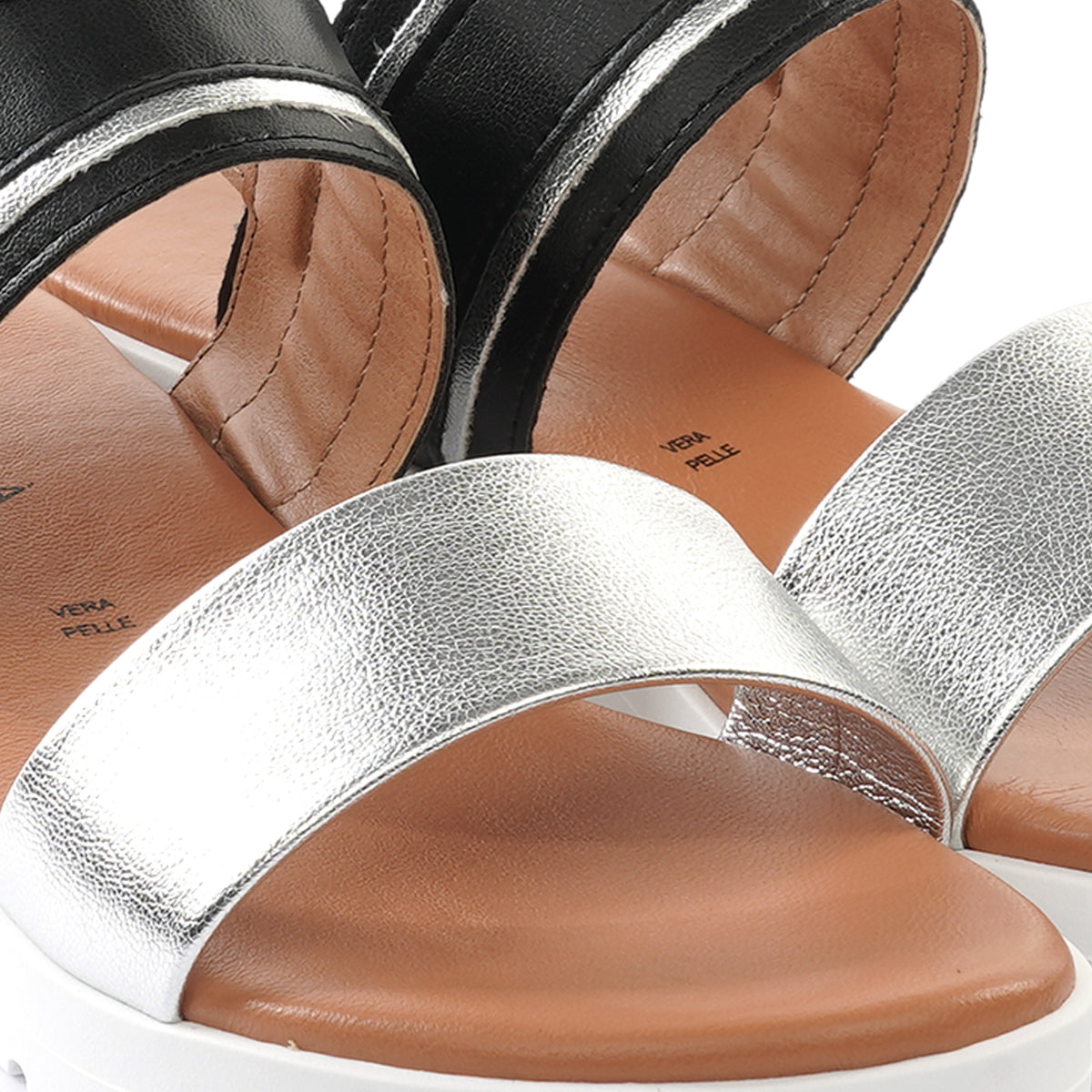 SANDALO ZEPPA DOPPIA FASCIA NERO<BR/> 