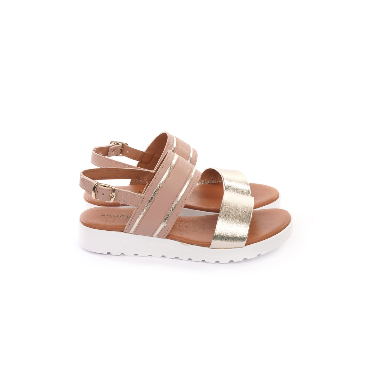 SANDALO ZEPPA DOPPIA FASCIA ROSA<BR/> 