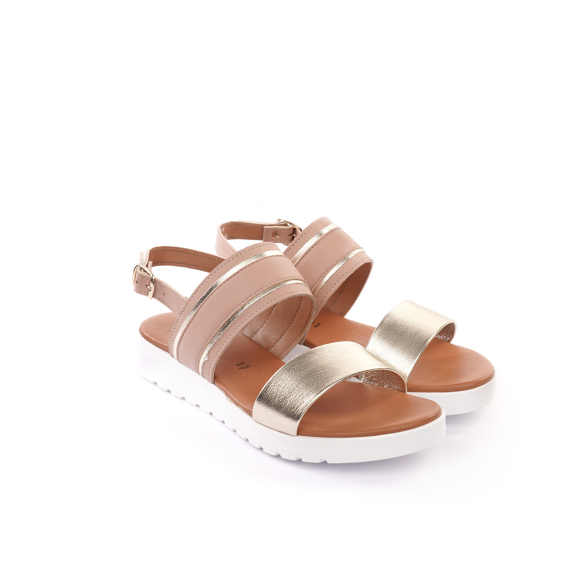 SANDALO ZEPPA DOPPIA FASCIA ROSA<BR/> 
