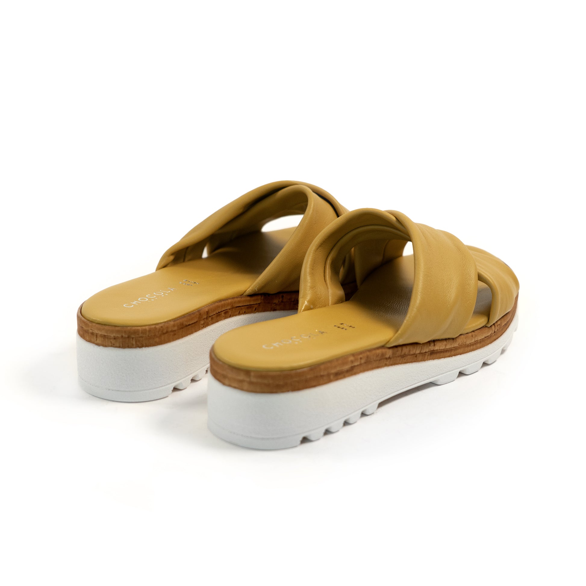 CIABATTA INCROCIATA VERA PELLE GIALLO<BR/> 