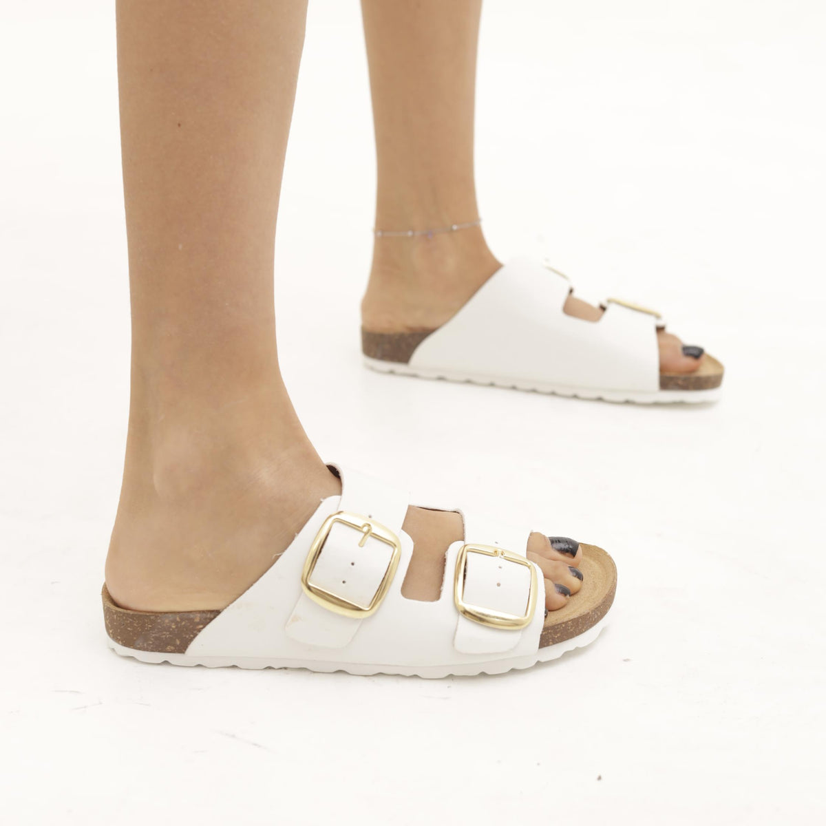 SANDALO BIO DOPPIA FASCIA BIANCO 