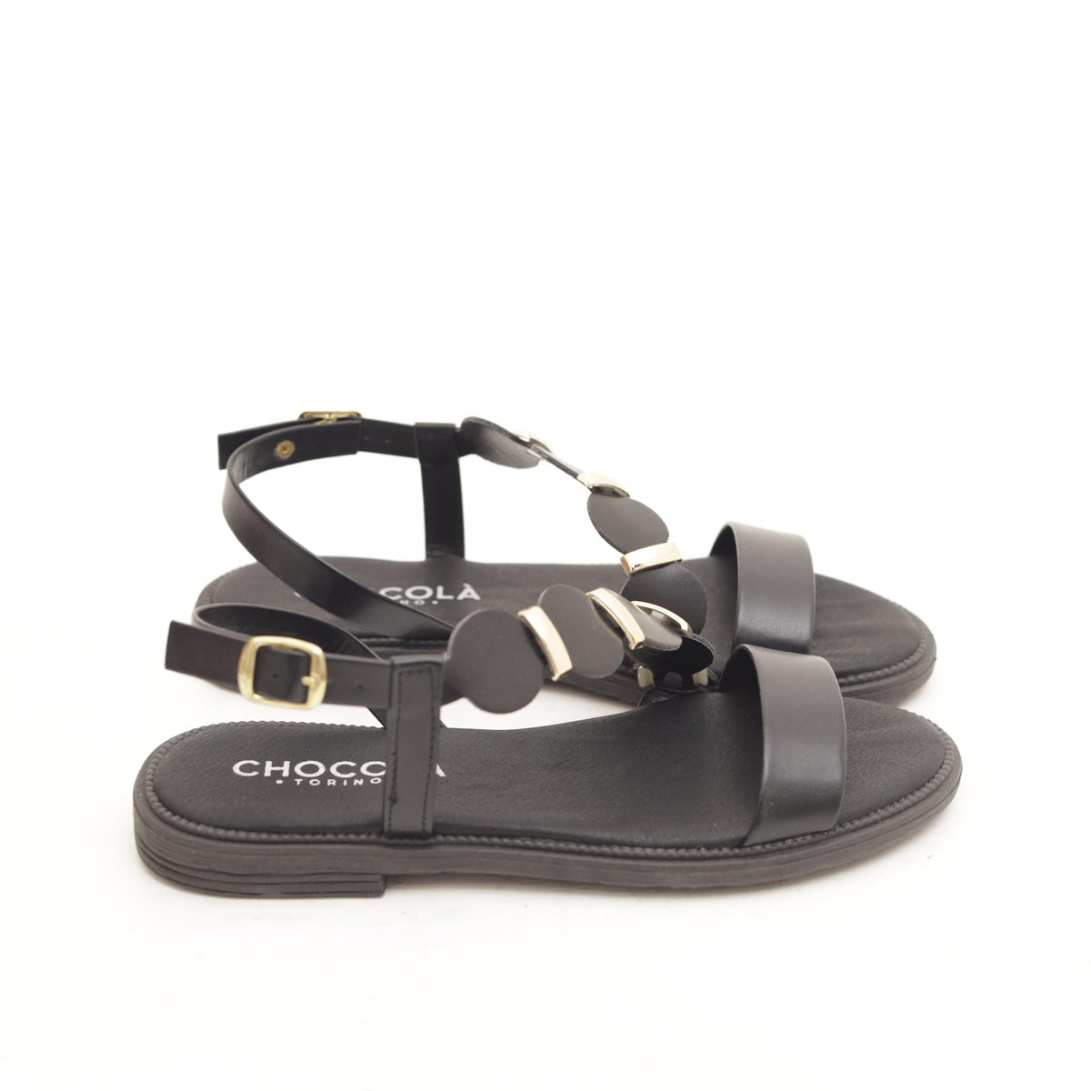 SANDALO FLAT CERCHI NERO 