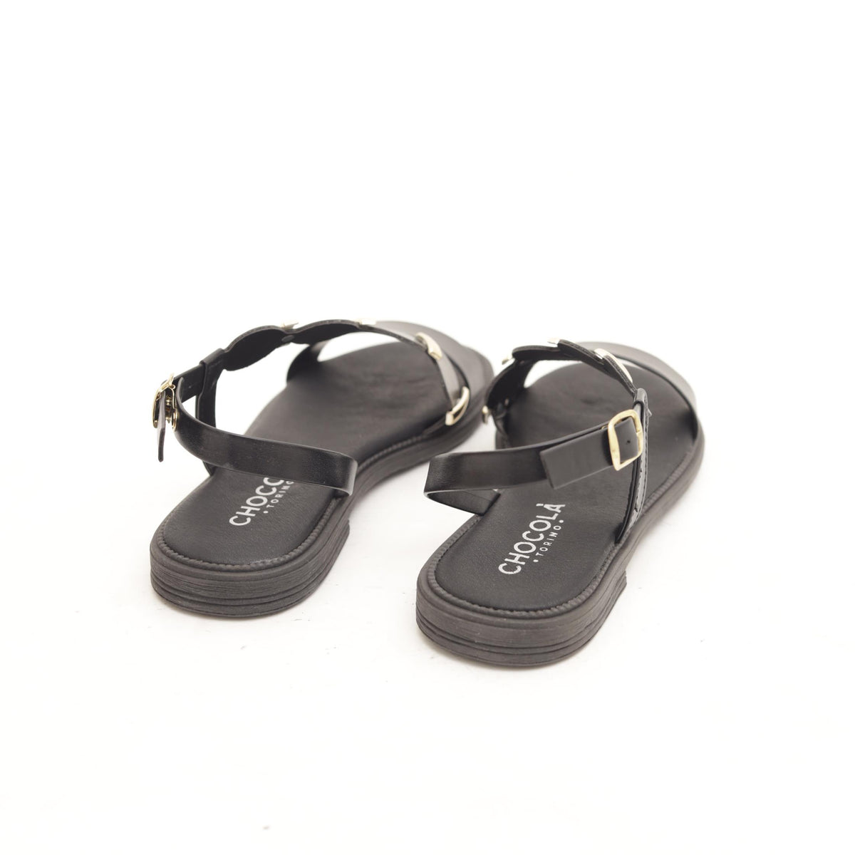 SANDALO FLAT CERCHI NERO 