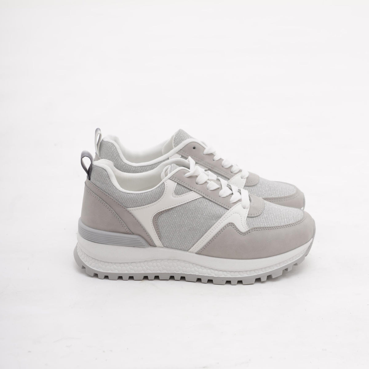 SNEAKERS RUNNING SHINY GRIGIO<BR/> 