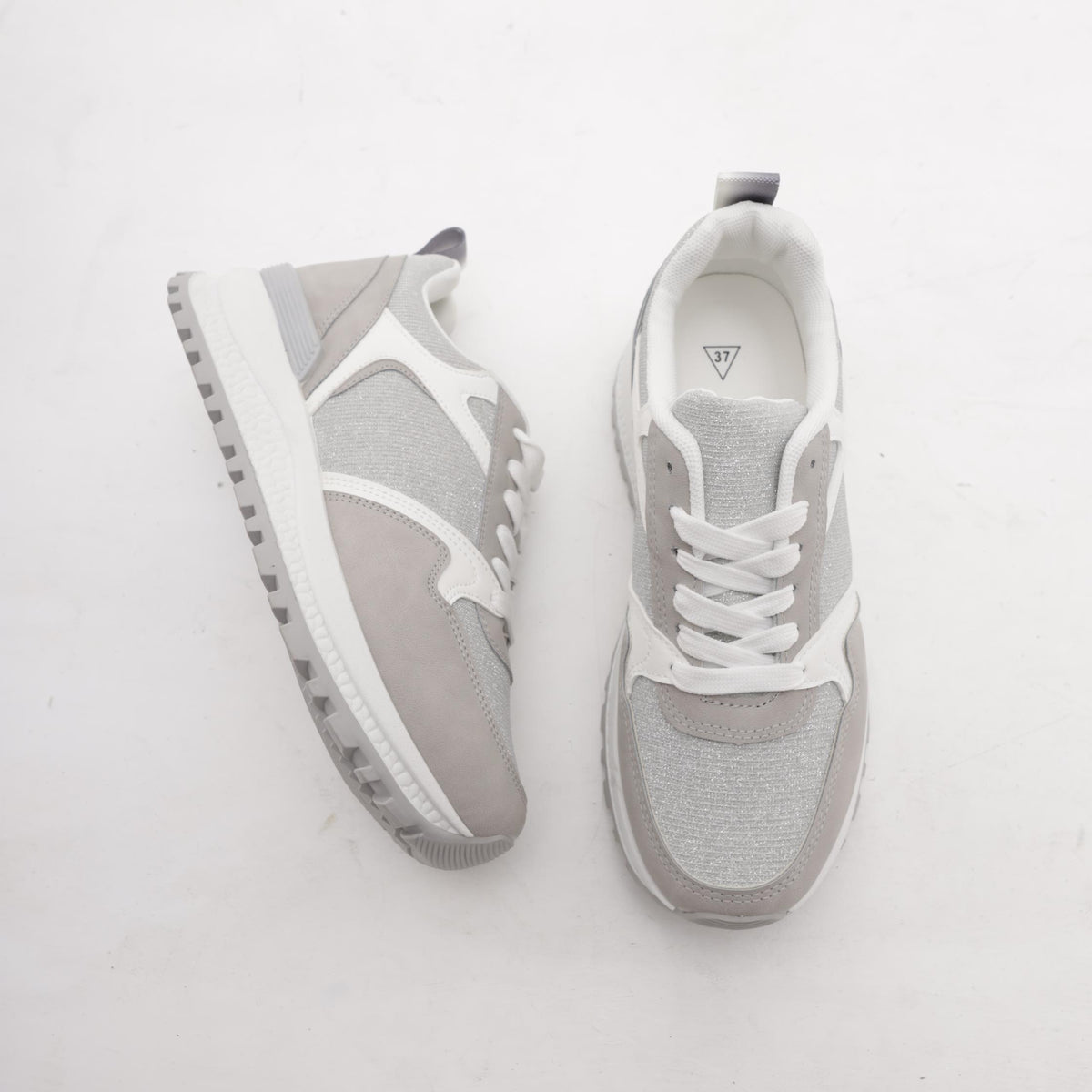 SNEAKERS RUNNING SHINY GRIGIO<BR/> 
