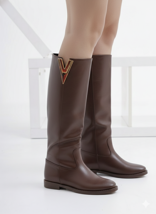 STIVALE ALTO DETTAGLIO V TESTA DI MORO LY81-7PUTM CHOCOLA