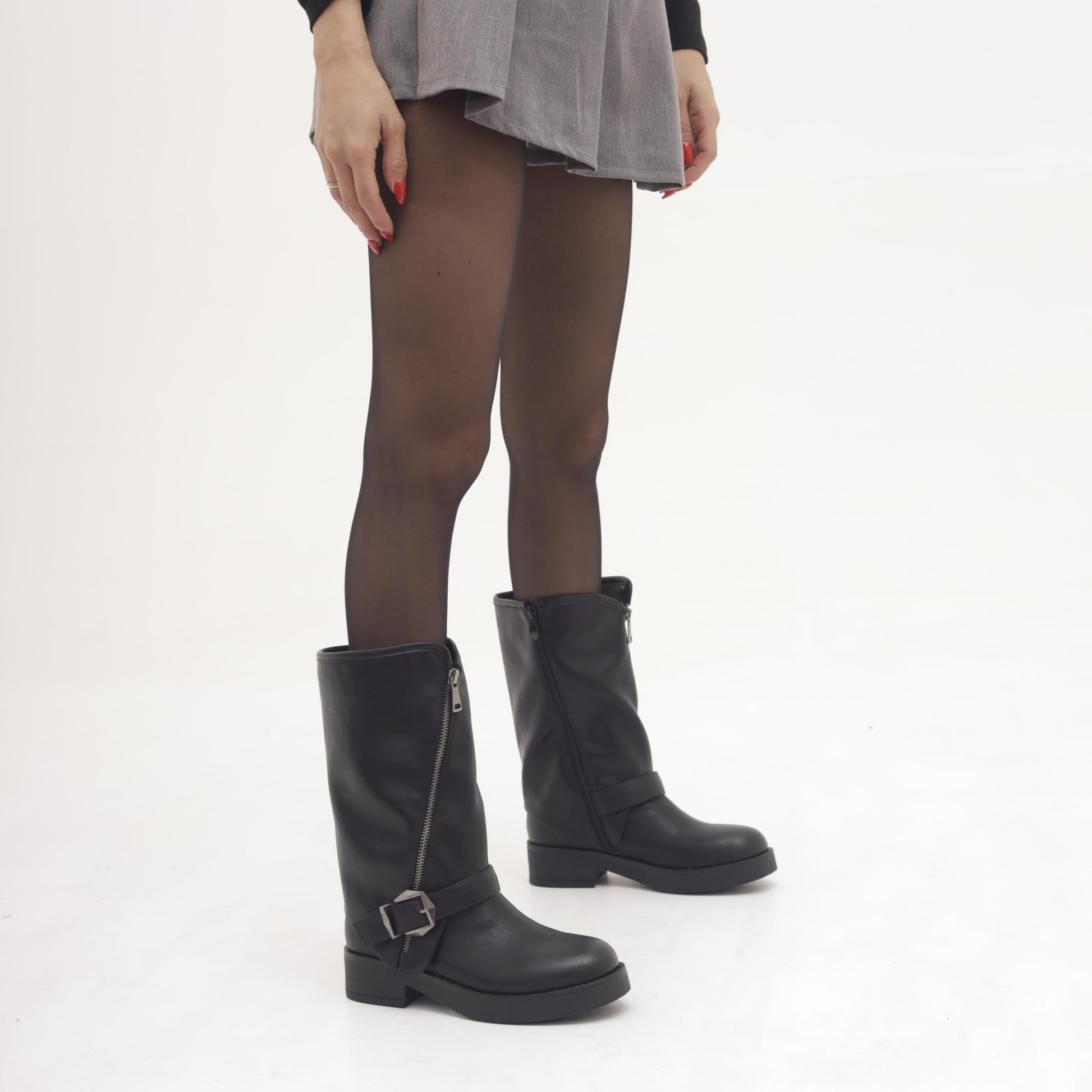 STIVALE BIKER ZIP NERO 