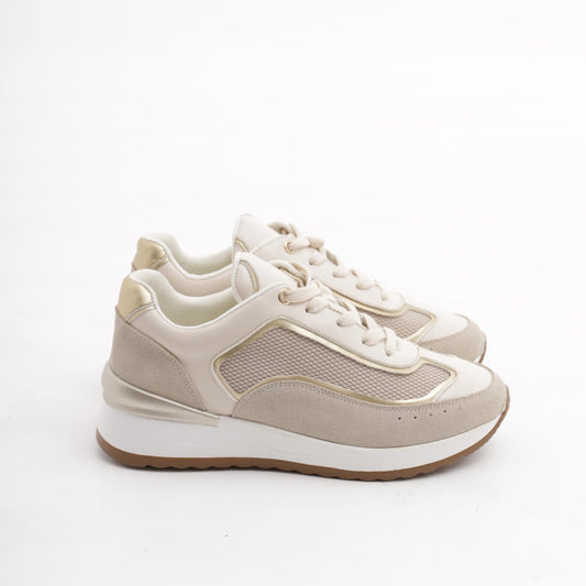 SNEAKERS RETE ALTA BEIGE<BR/> 