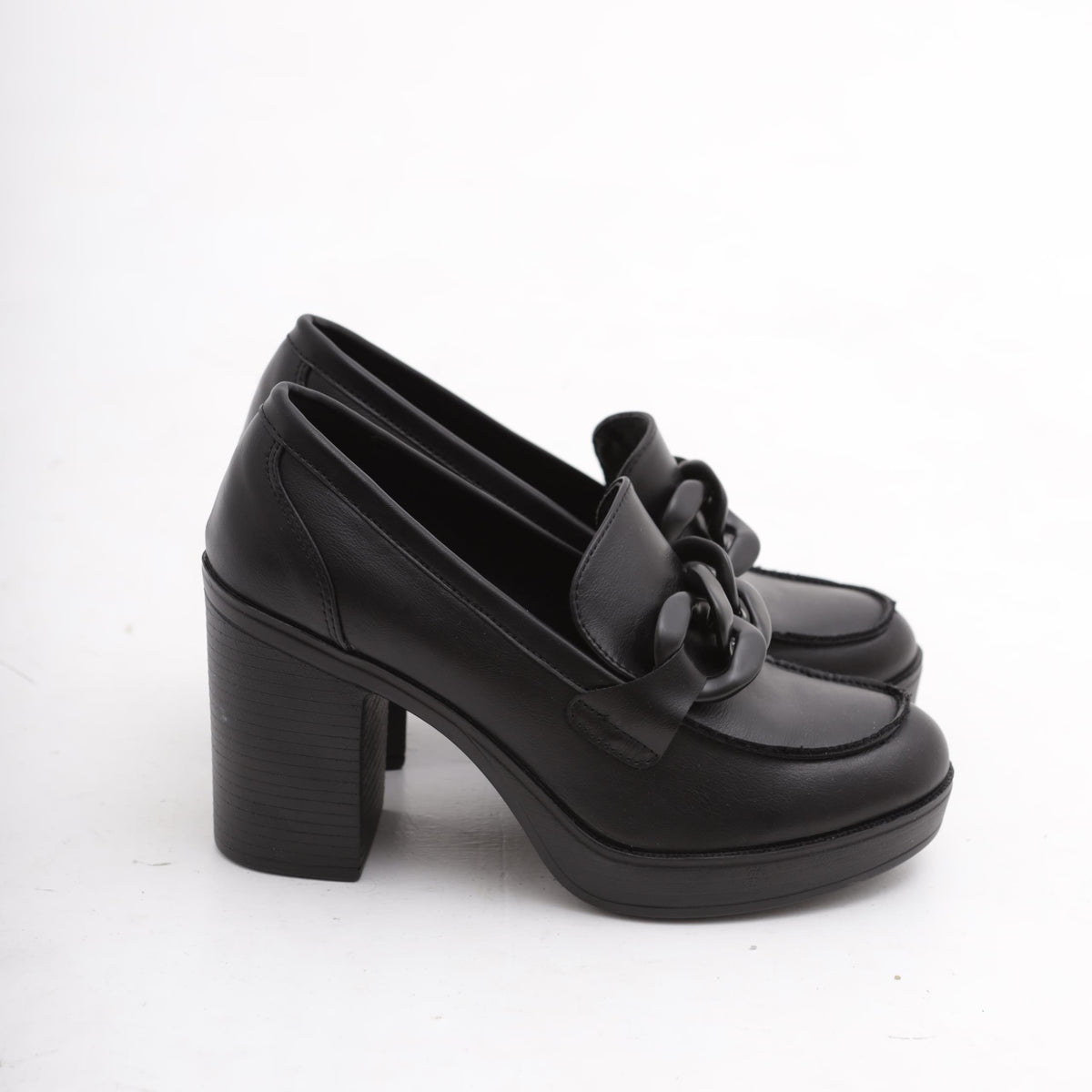 MOCASSINO TACCO CATENA NERO 