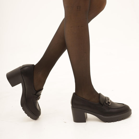 MOCASSINO CON TACCO E MORSETTO NERO MP70014-2PUN CHOCOLA