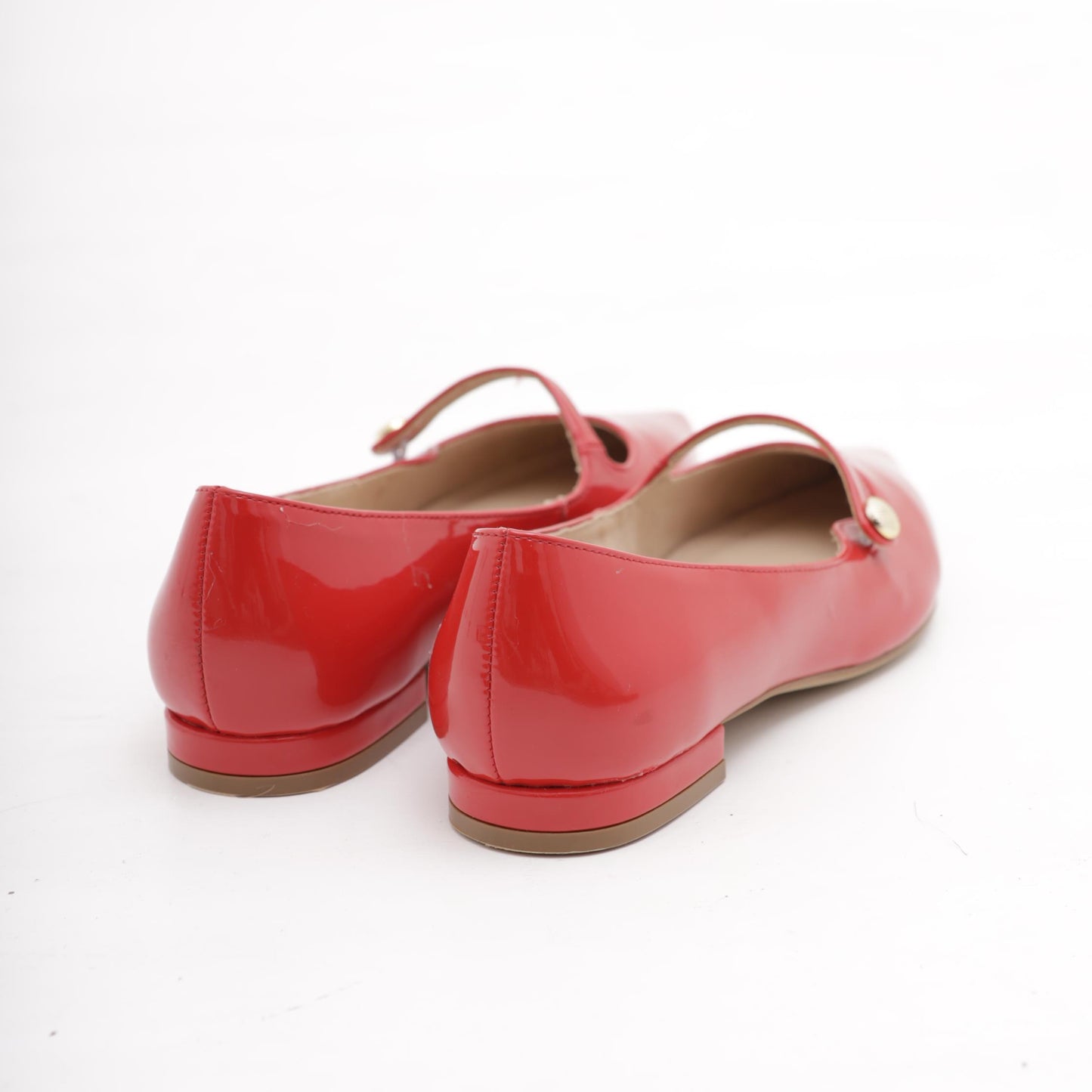 DECOLLETE' FLAT CINTURINO ROSSO 