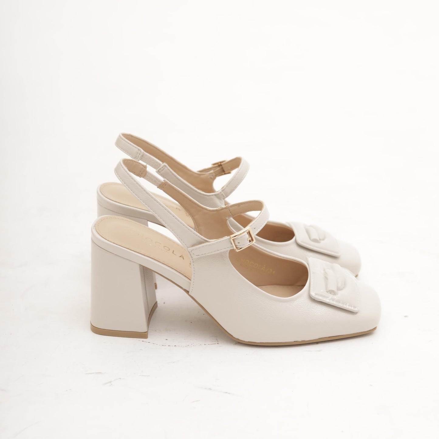 SLINGBACK ACCESSORIO QUADRATO PANNA 
