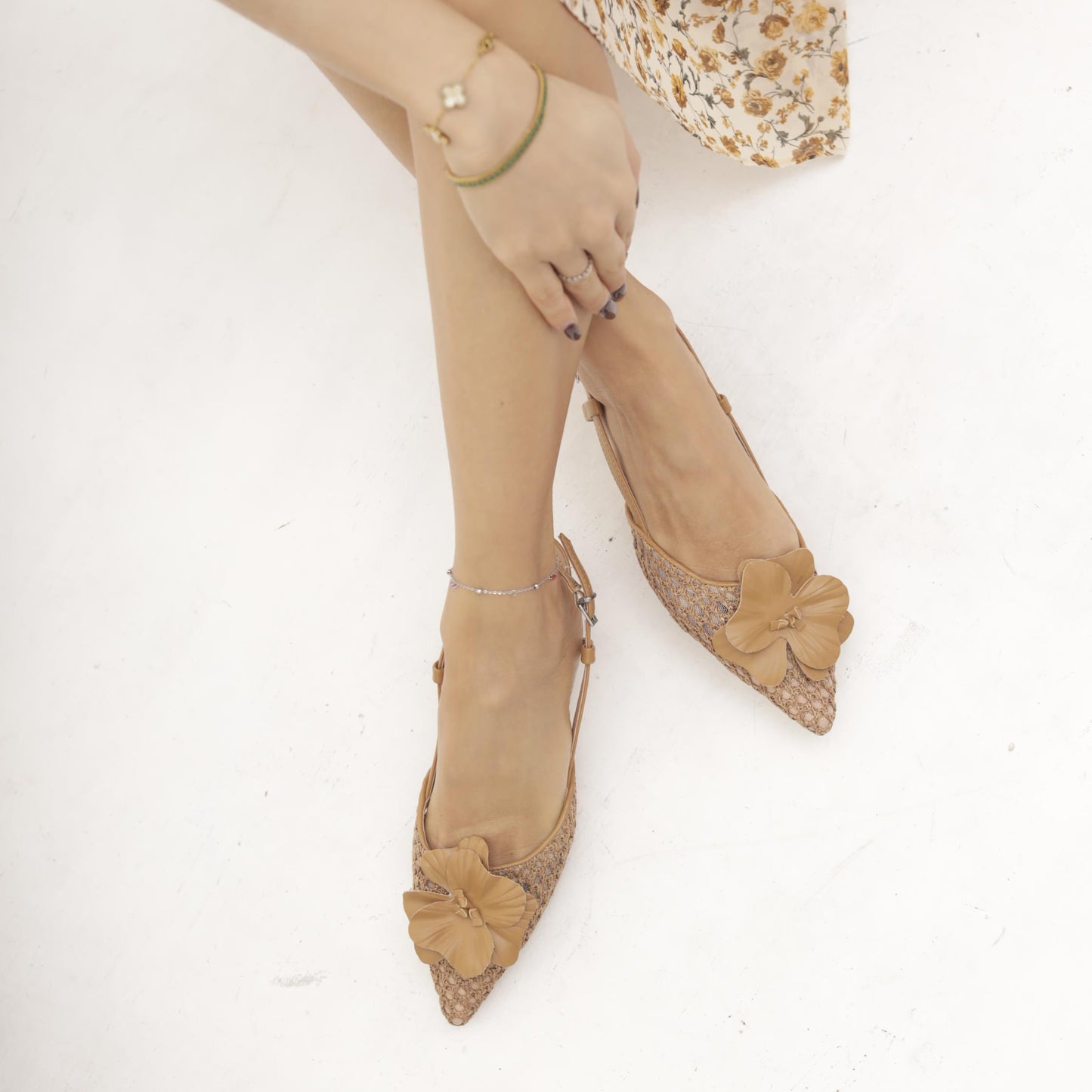 SLINGBACK RETE FIORE NUDE 