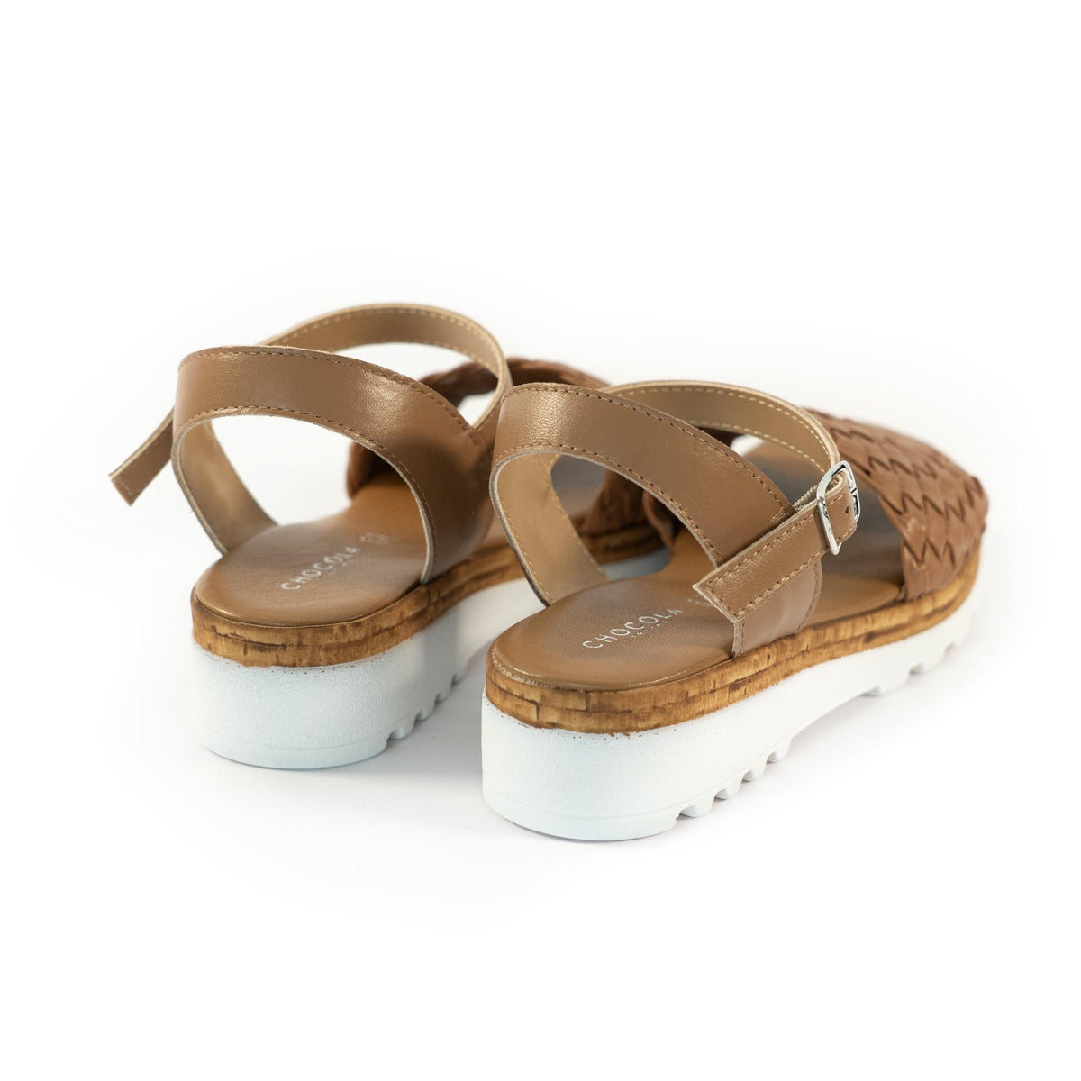 SANDALO INTRECCIATO VERA PELLE CAMEL<BR/> 