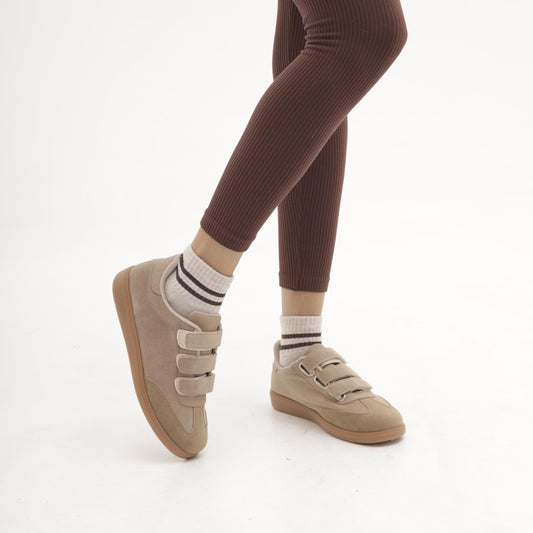 SNEAKERS FLAT STRAPPO TORTORA MP902-4PUTA CHOCOLA