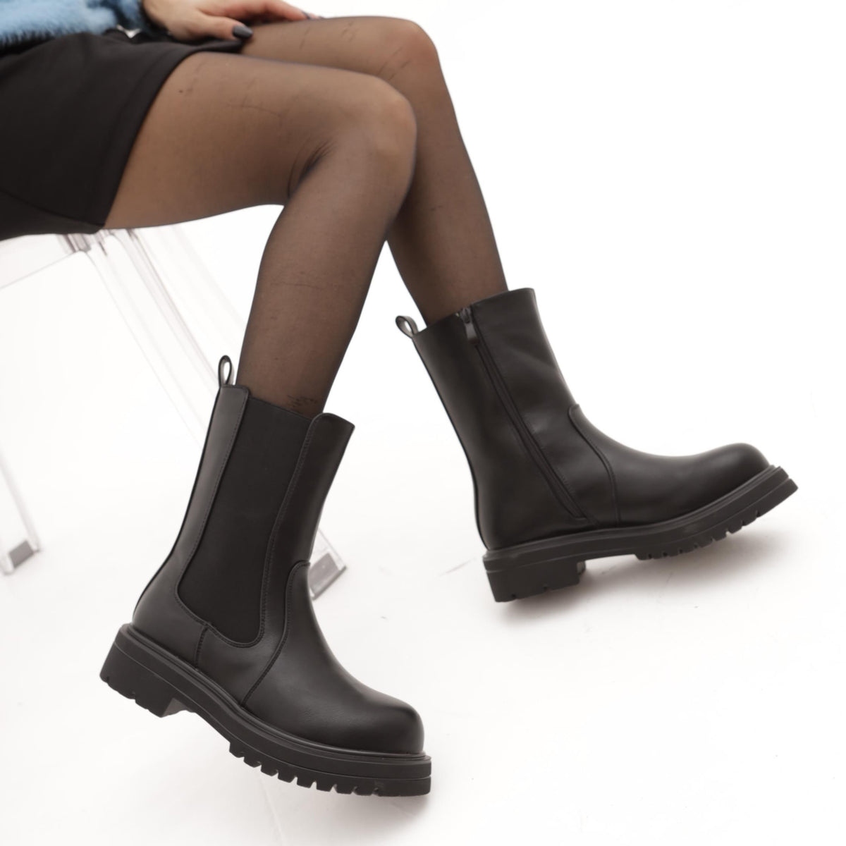 STIVALETTO ELASTICI ALTO NERO 