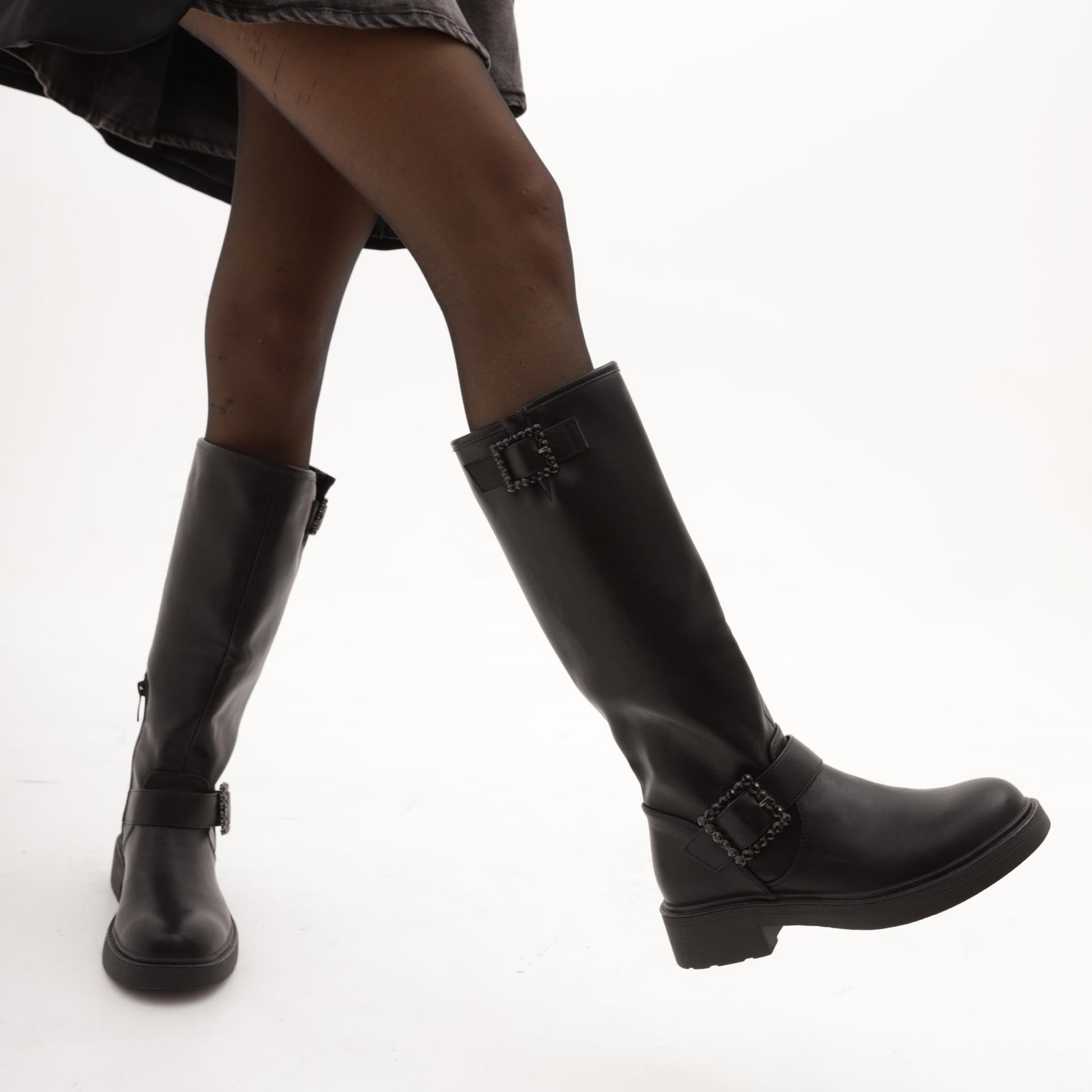 STIVALE BIKER ALTO NERO 