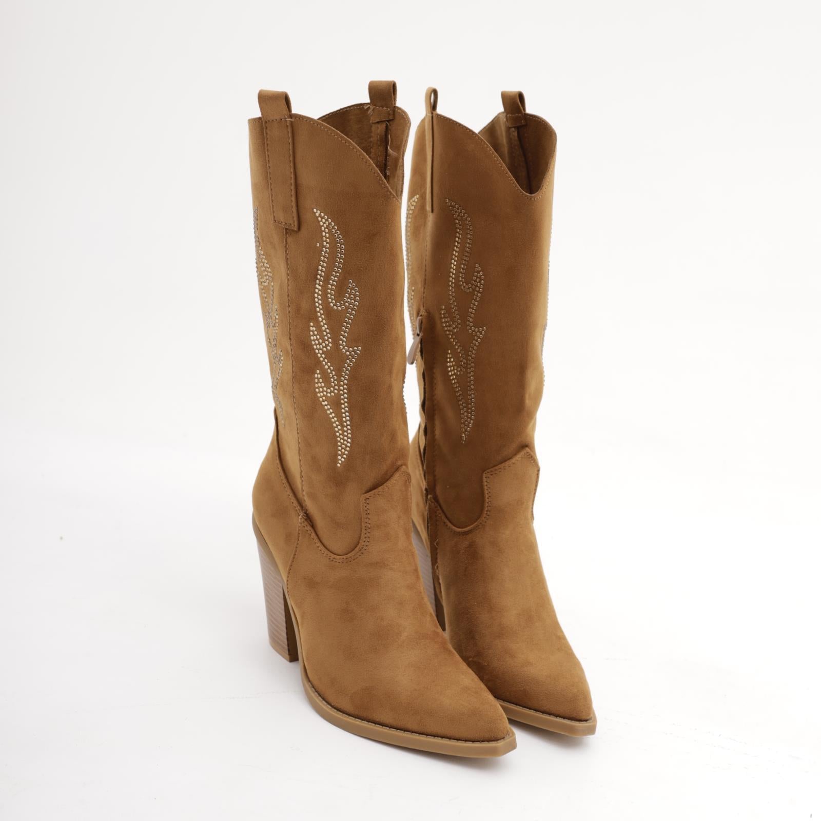 TEXANO CHOCOLA' STRASS CUOIO<BR/> 