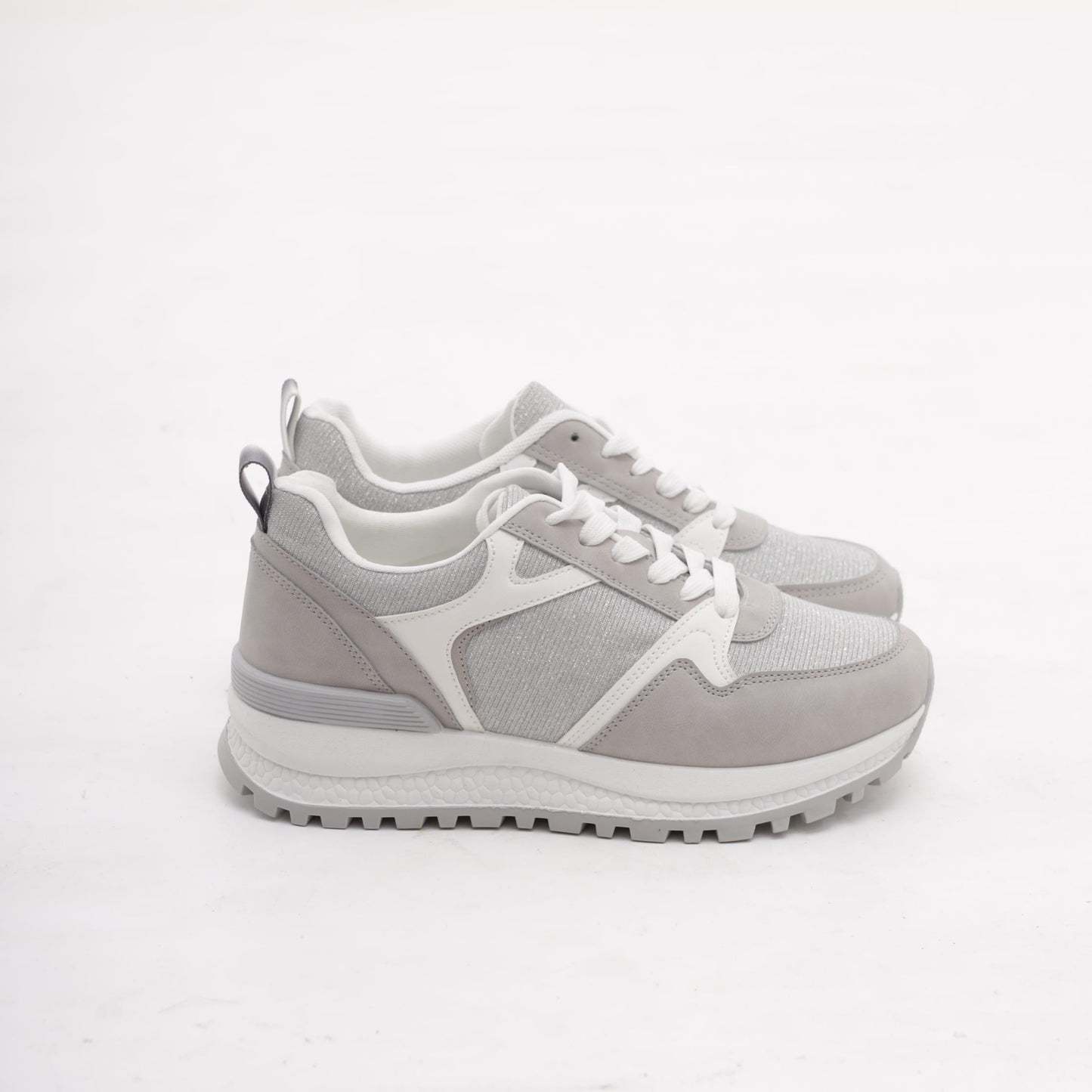 SNEAKERS RUNNING SHINY GRIGIO<BR/> 