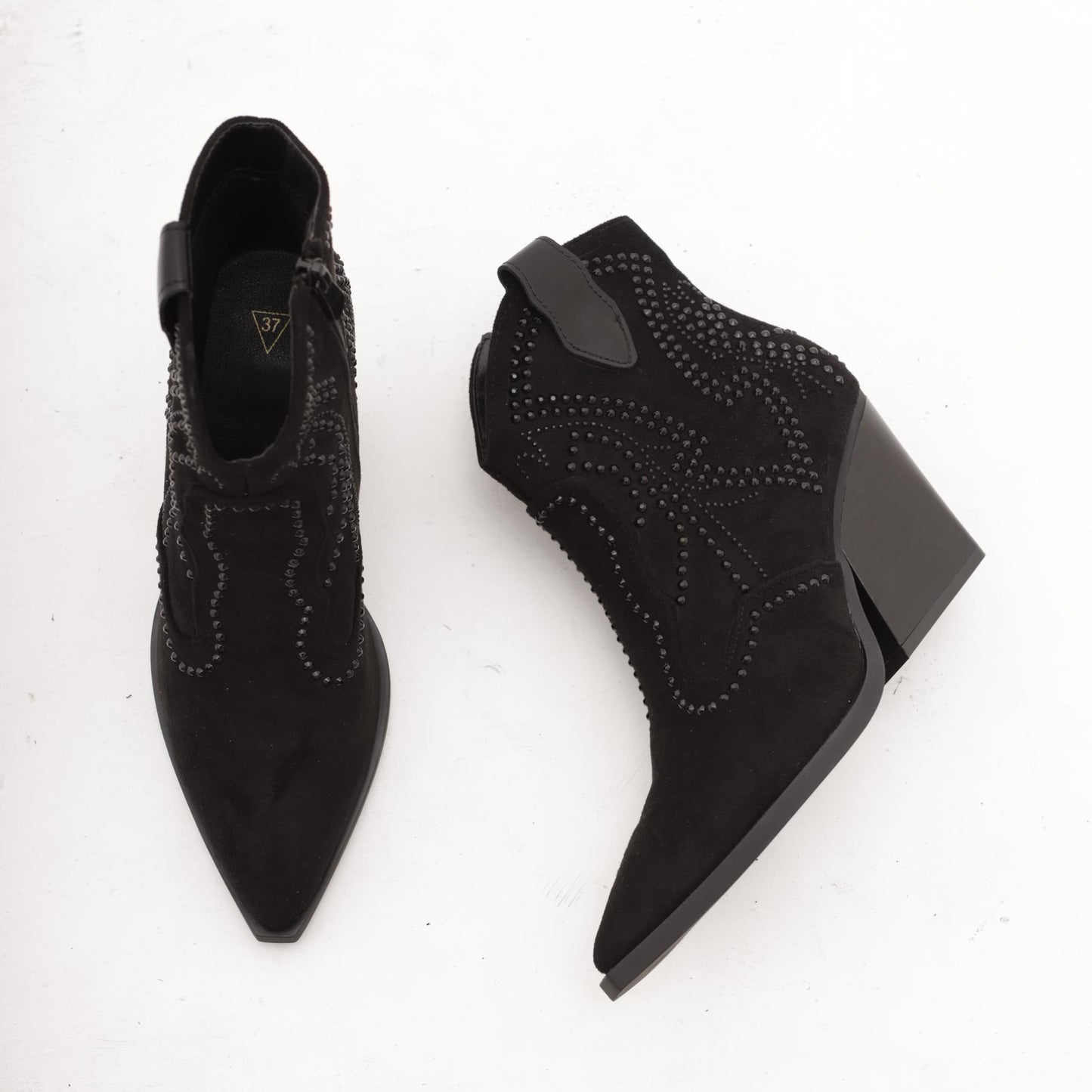 STIVALETTO TEXANO CON BORCHIE NERO 