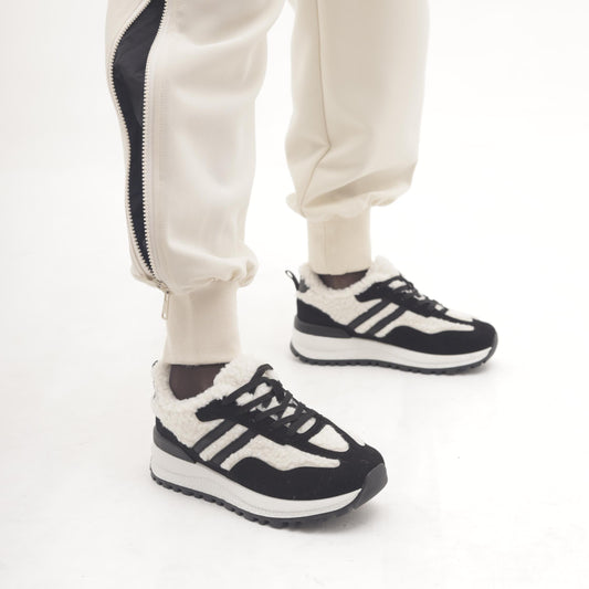 SNEAKERS RUNNING FUR DOPPIA FASCIA NERO 