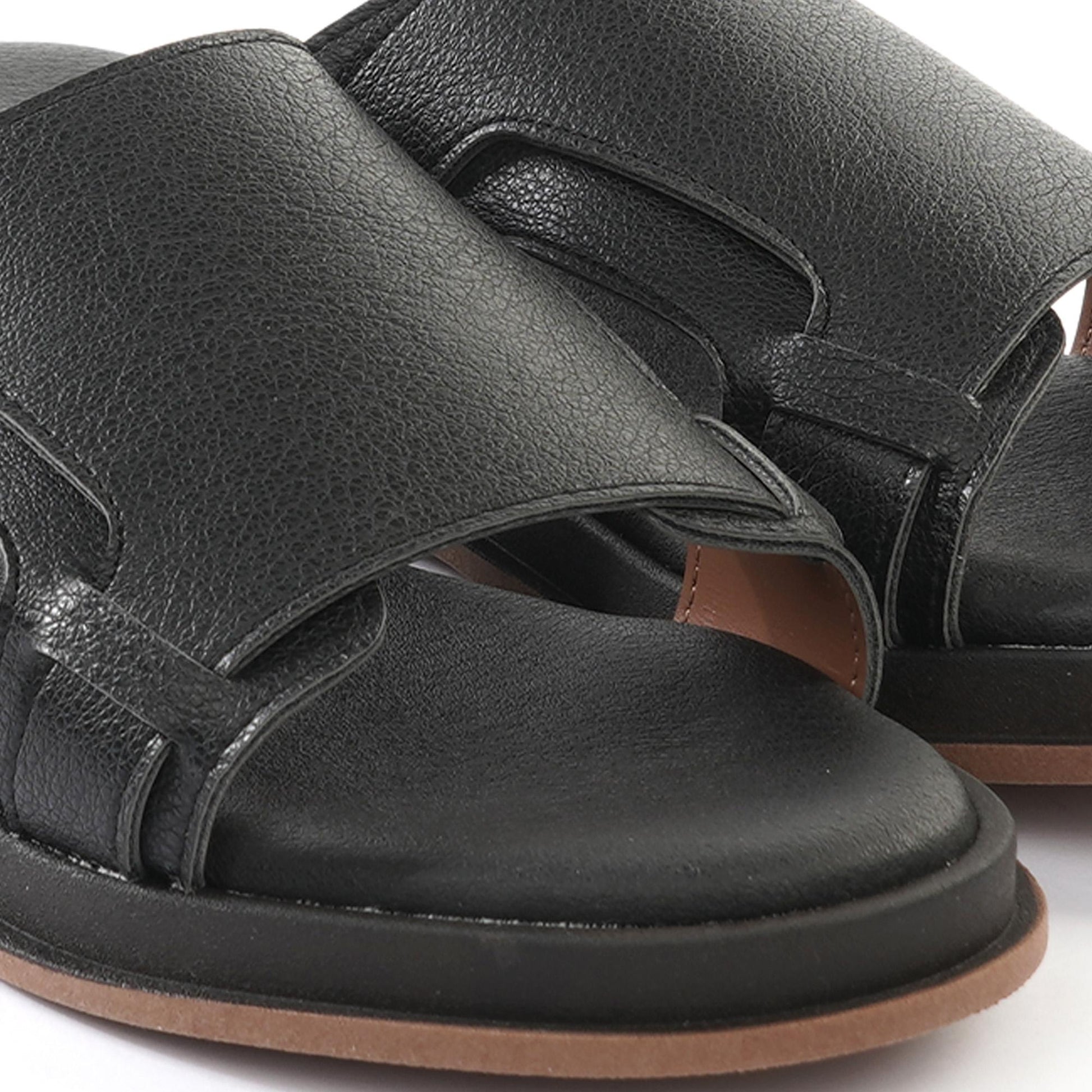 CIABATTINA FASCIONE NERO<BR/> 
