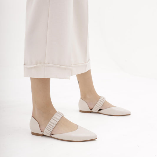 DECOLLETE D'ORSAY FLAT ELASTICO PANNA 