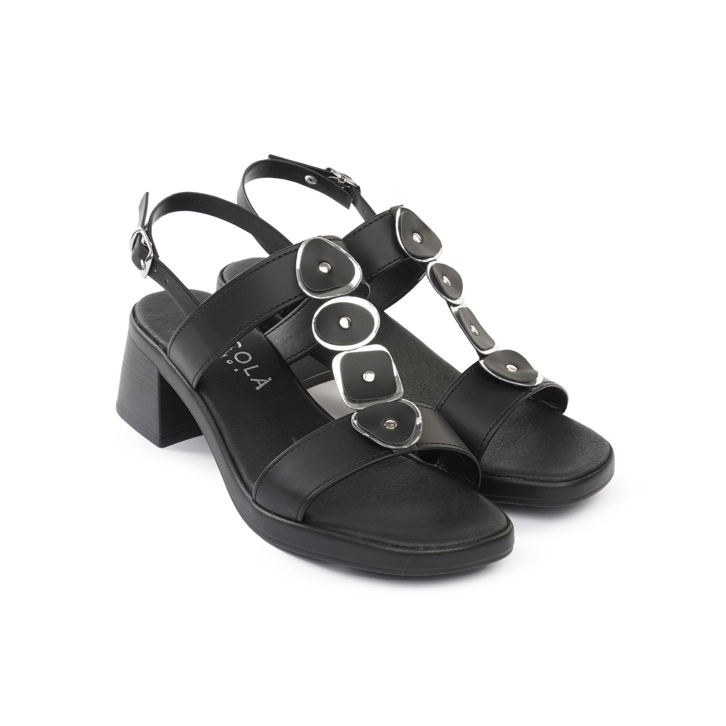 SANDALO TACCO SHAPES NERO<BR/> 