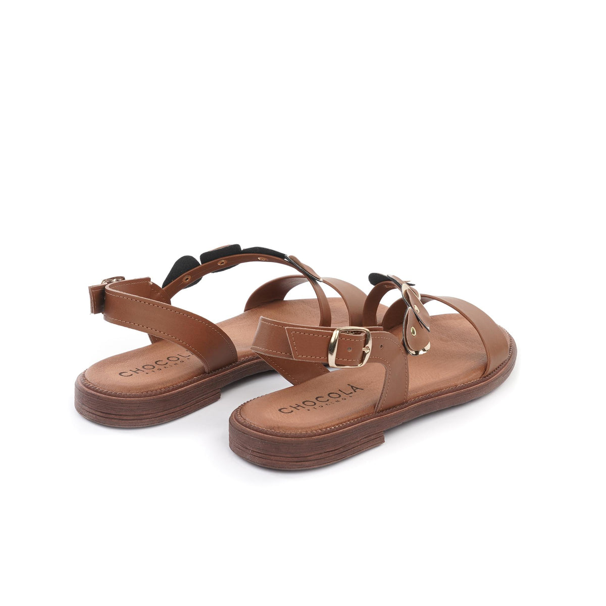 SANDALO FLAT SHAPES CUOIO<BR/> 