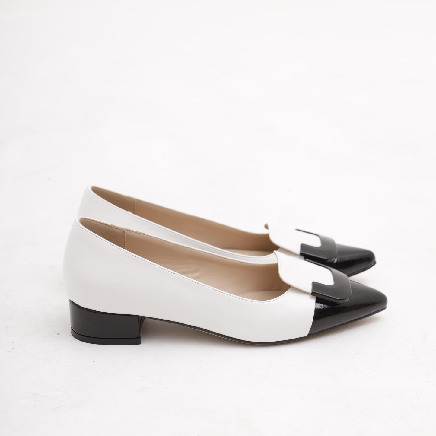 DECOLLETE' BASSA BICOLORE BIANCO 