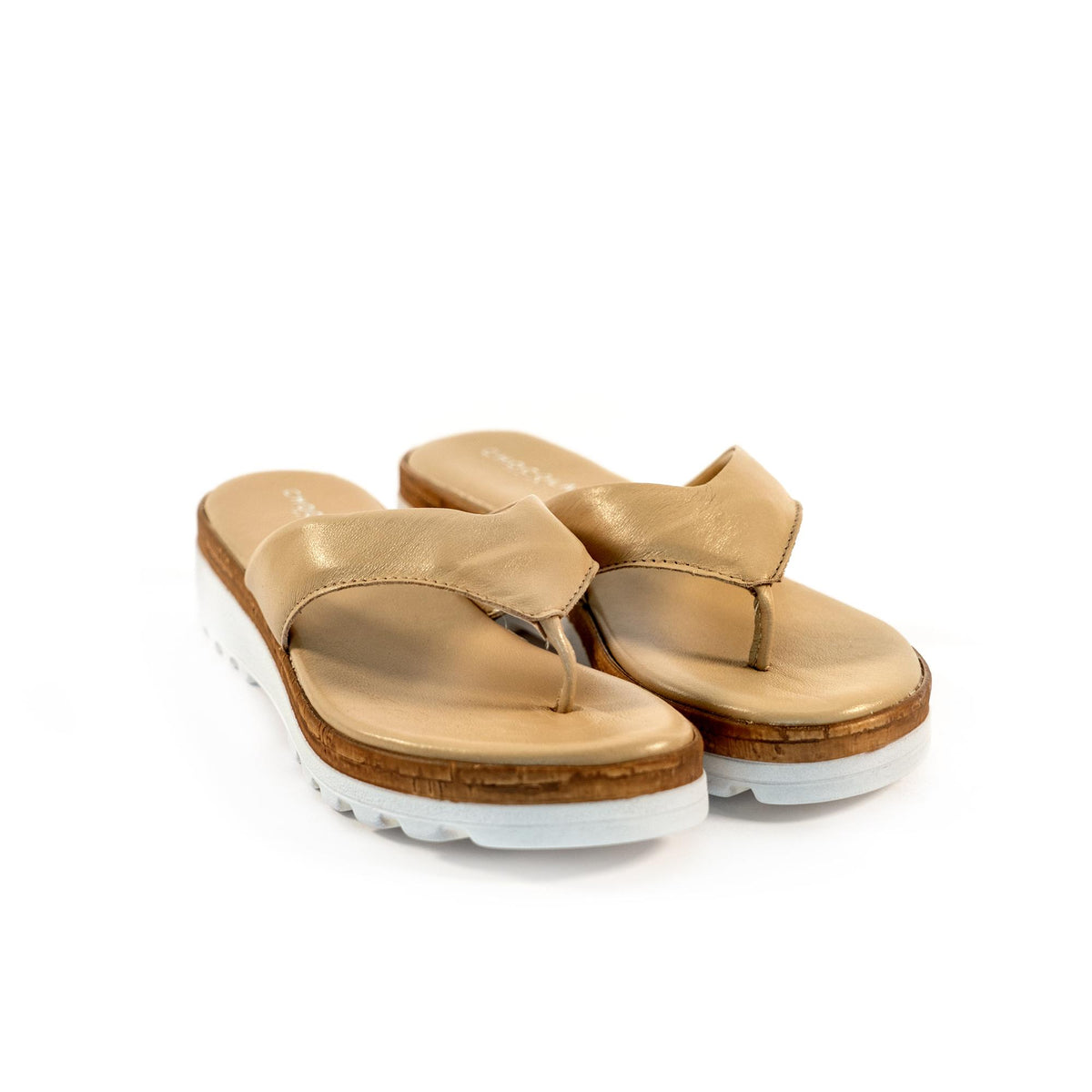 CIABATTA INFRADITO VERA PELLE BEIGE<BR/> 