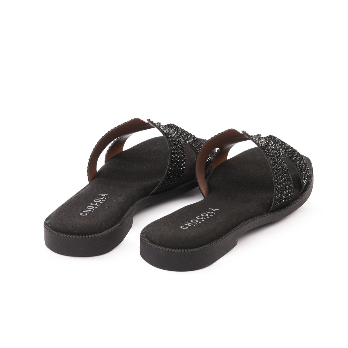 CIABATTINA H CON STRASS NERO<BR/> 