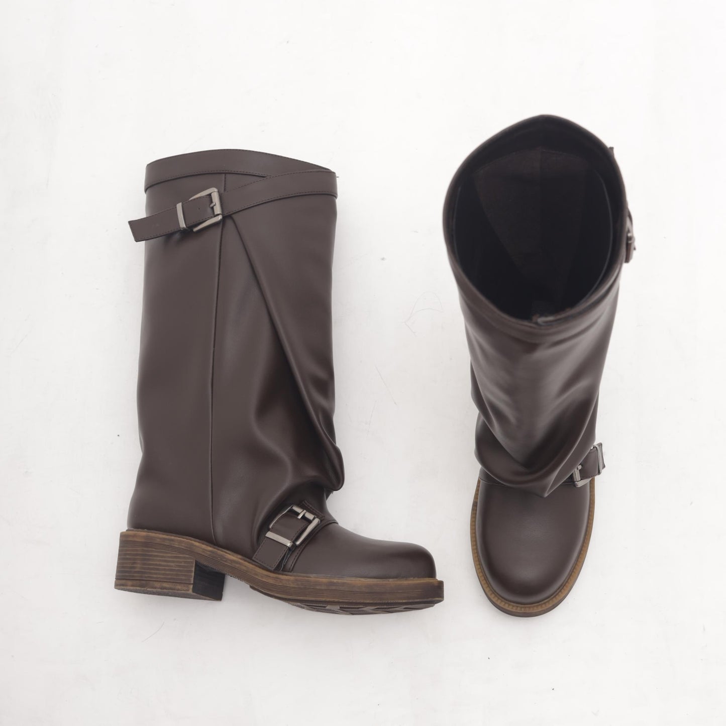 STIVALE OVERSIZE FIBBIE TESTA DI MORO 