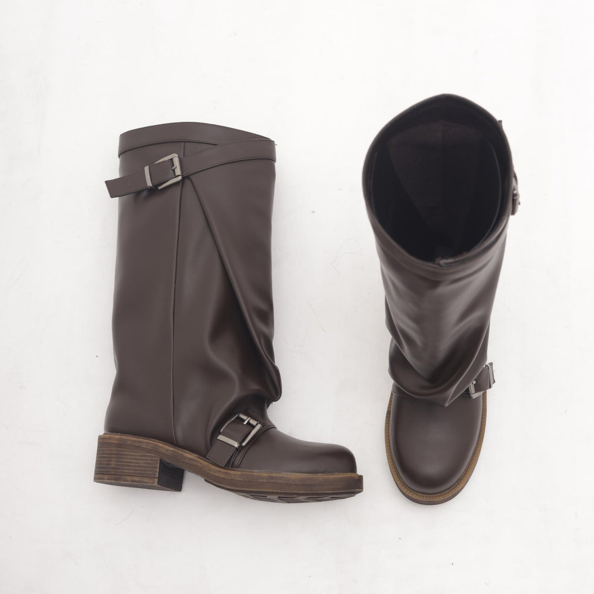 STIVALE OVERSIZE FIBBIE TESTA DI MORO 