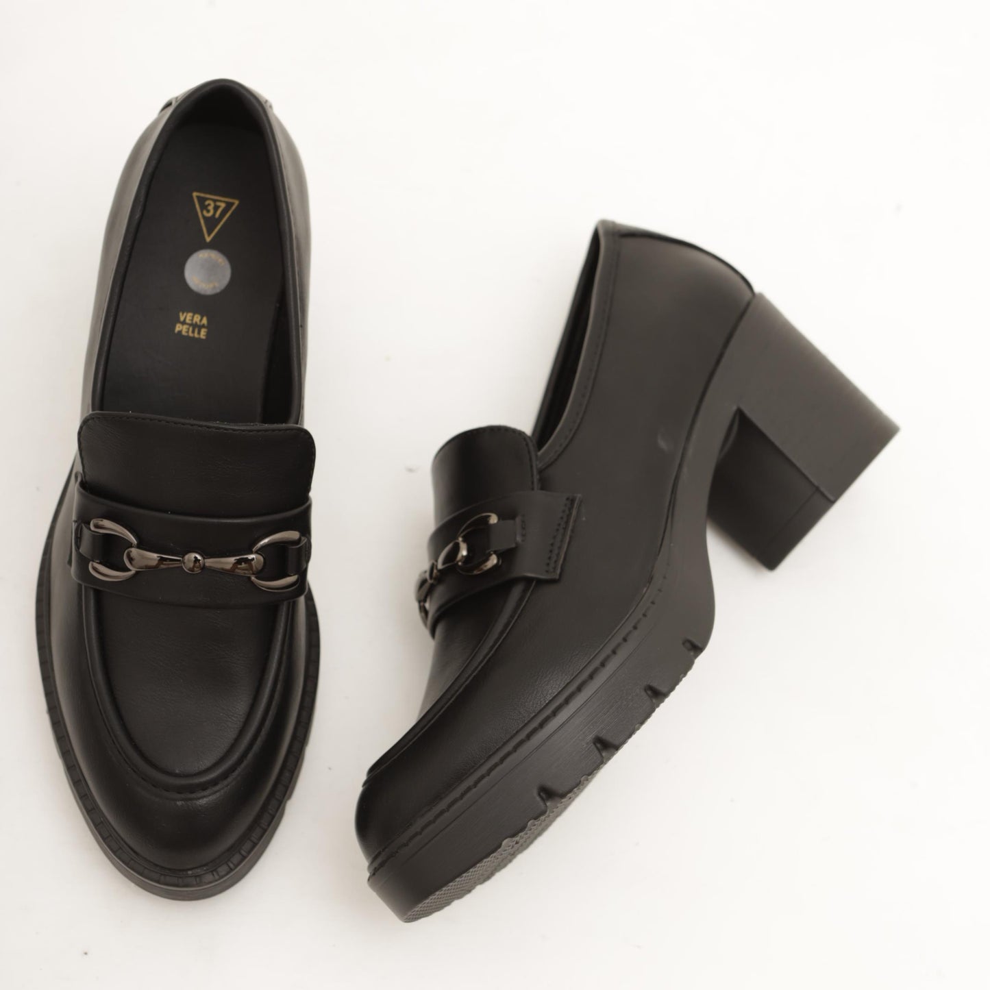 MOCASSINO CON TACCO E MORSETTO NERO MP70014-2PUN CHOCOLA