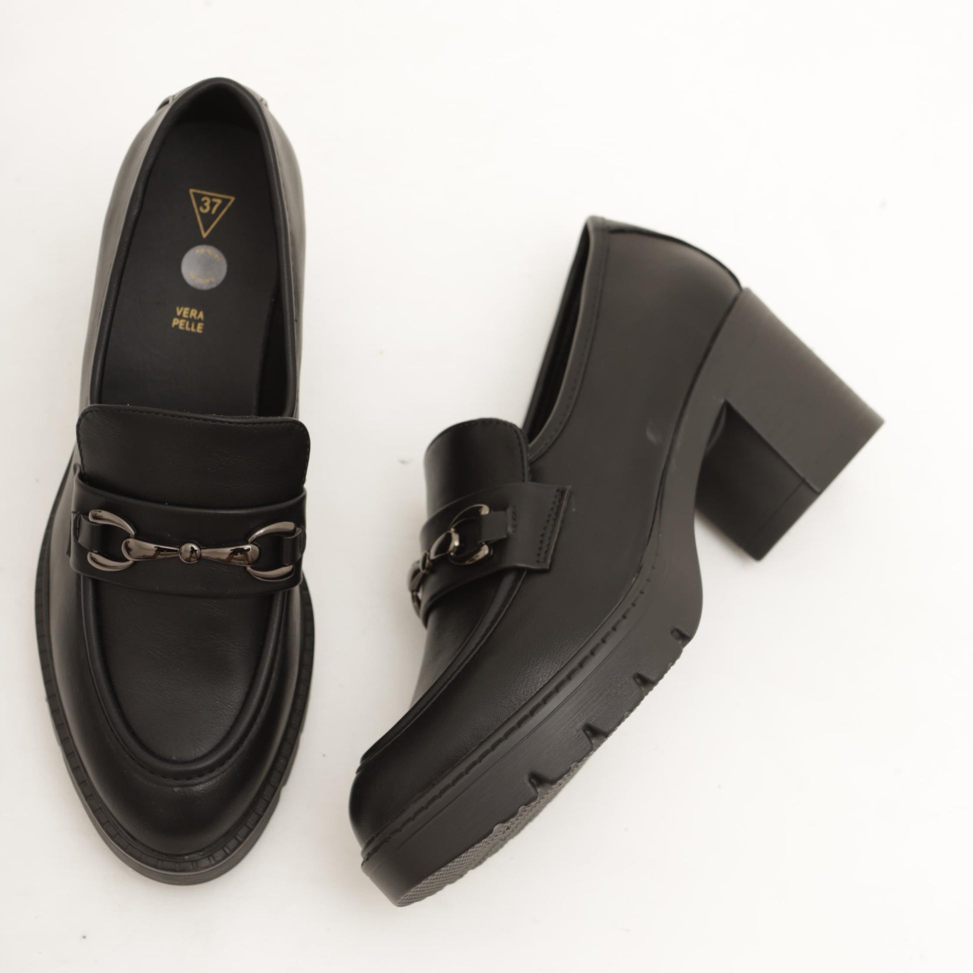 MOCASSINO CON TACCO E MORSETTO NERO MP70014-2PUN CHOCOLA