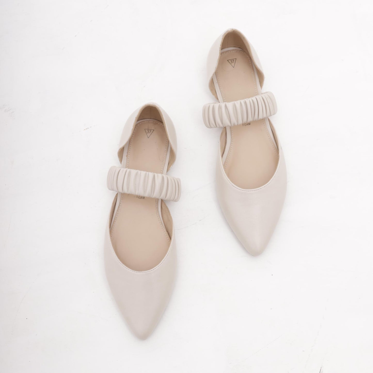 DECOLLETE D'ORSAY FLAT ELASTICO PANNA 