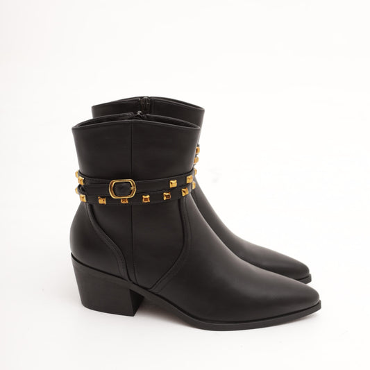 TRONCHETTO TEXANO BORCHIE NERO MP772PUNE CHOCOLA