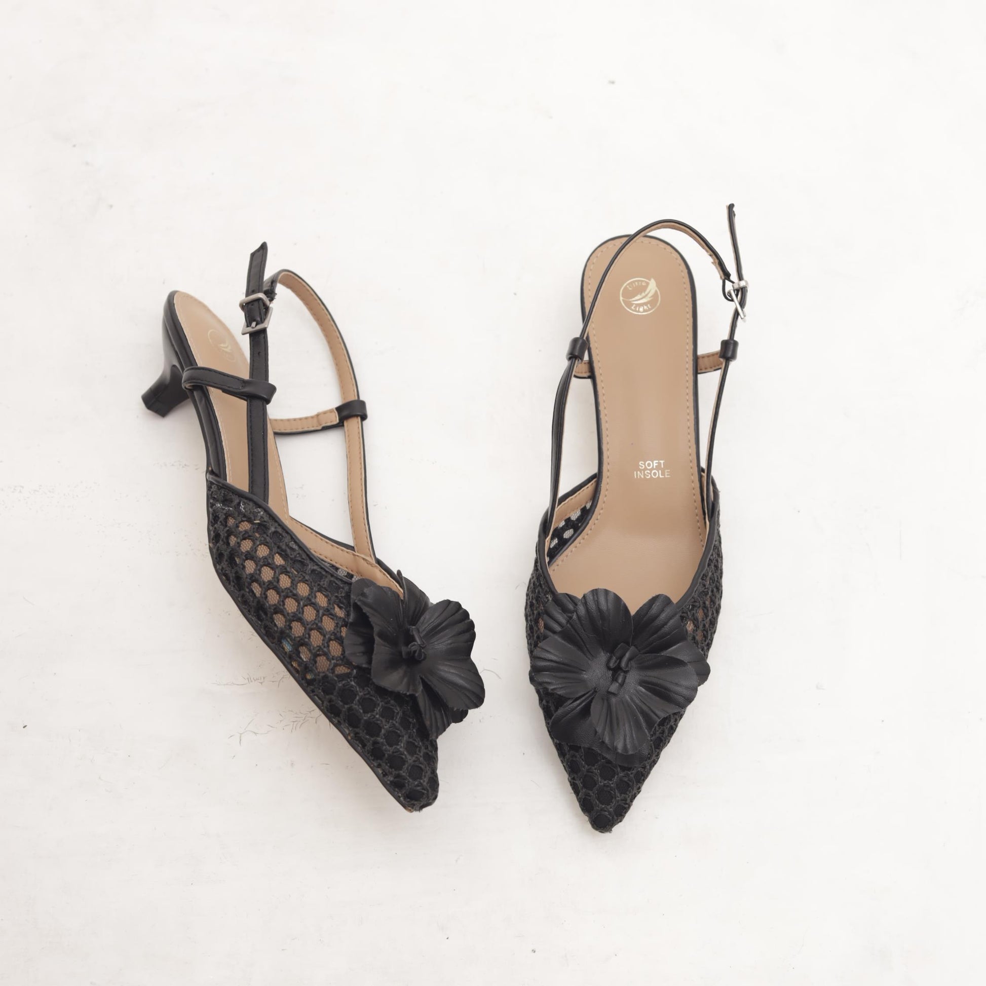 SLINGBACK RETE FIORE NERO 