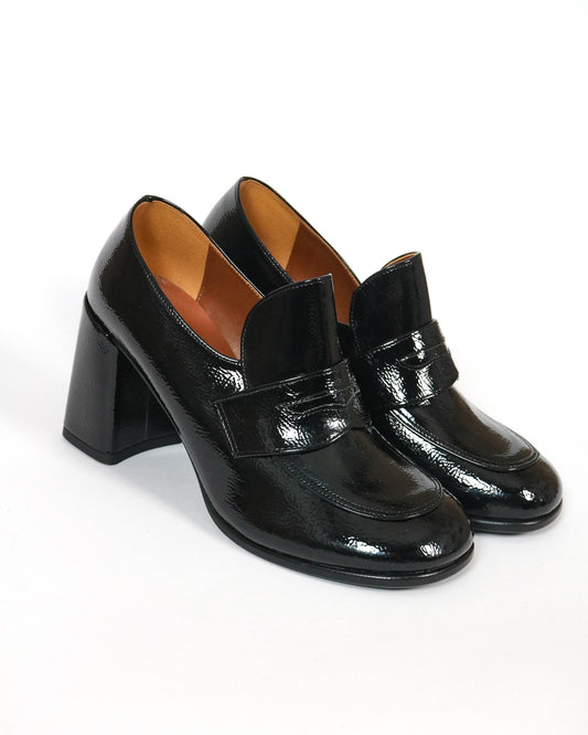 MOCASSINO TACCO ROTONDO NERO 8502VENE CHOCOLA