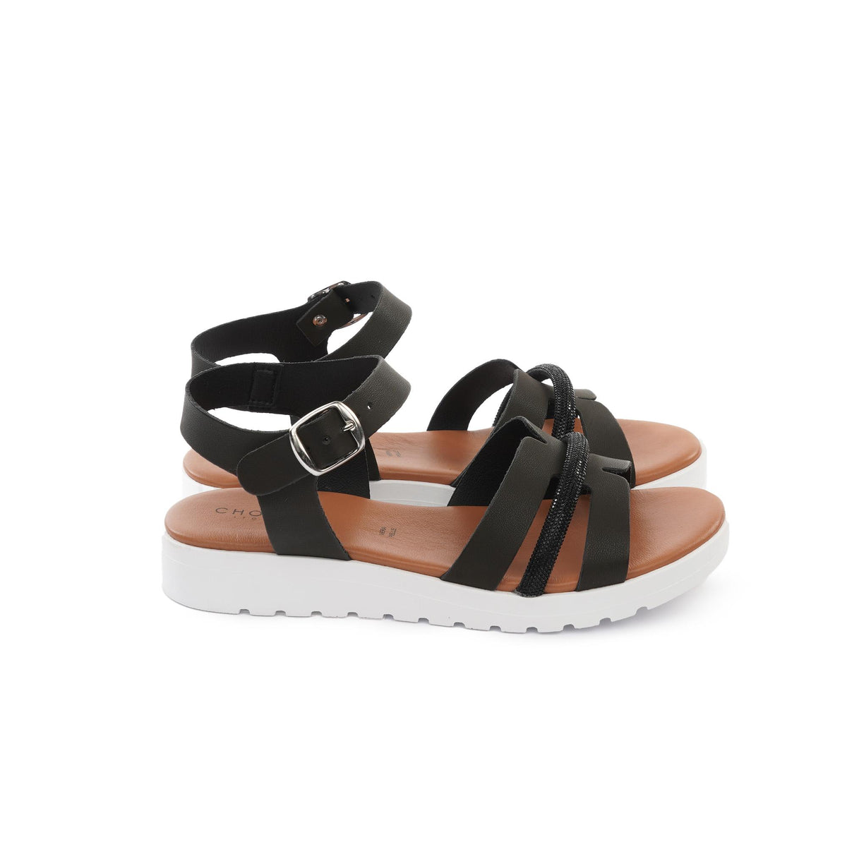 SANDALO ZEPPA H BRILLANTINI NERO<BR/> 