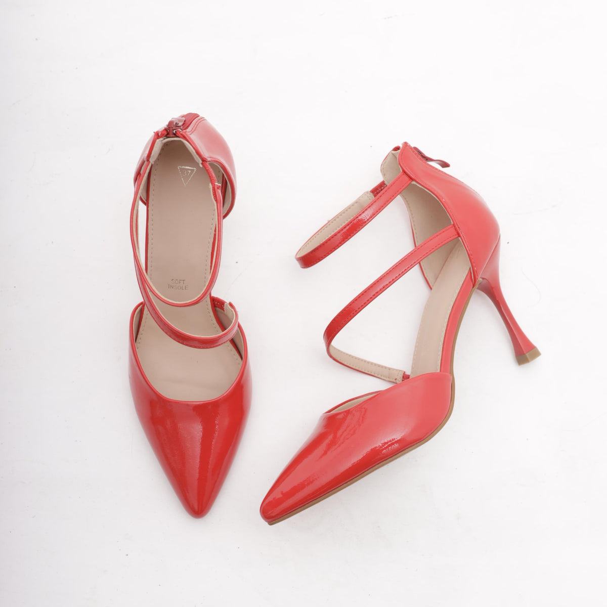 DECOLLETE' D'ORSAY CINTURINO ROSSO 