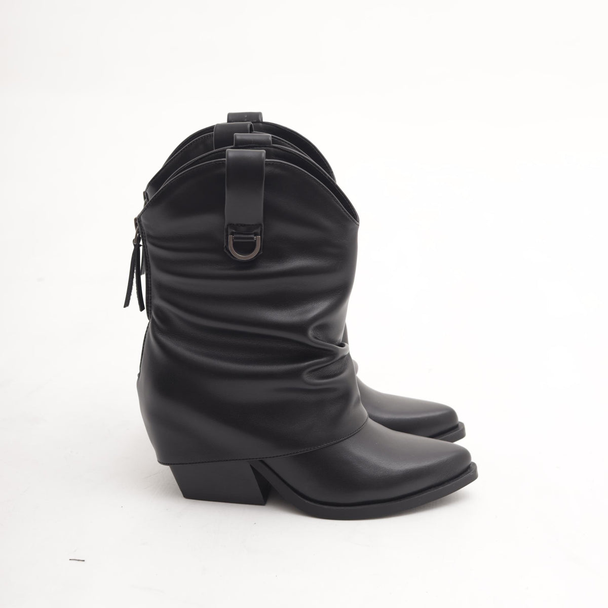 STIVALETTO TEXANO RISVOLTATO NERO 