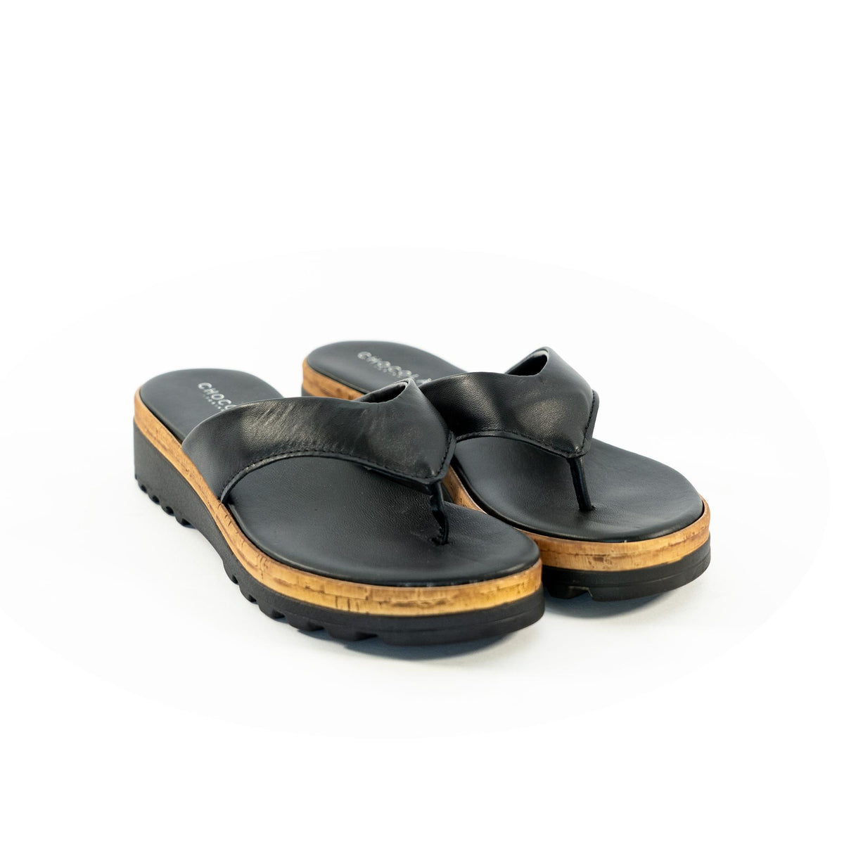 CIABATTA INFRADITO VERA PELLE NERO<BR/> 