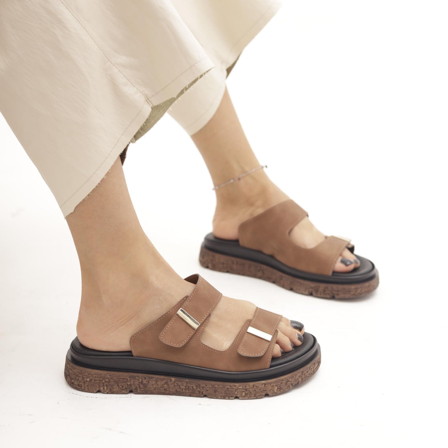 SANDALO DOPPIA FASCIA MARRONE 